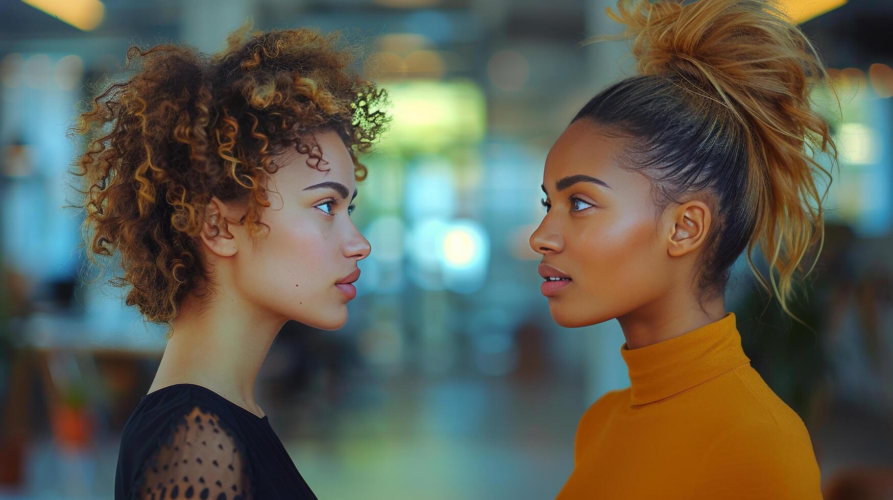 AI generated Two Beautiful Young Women Standing Together photo