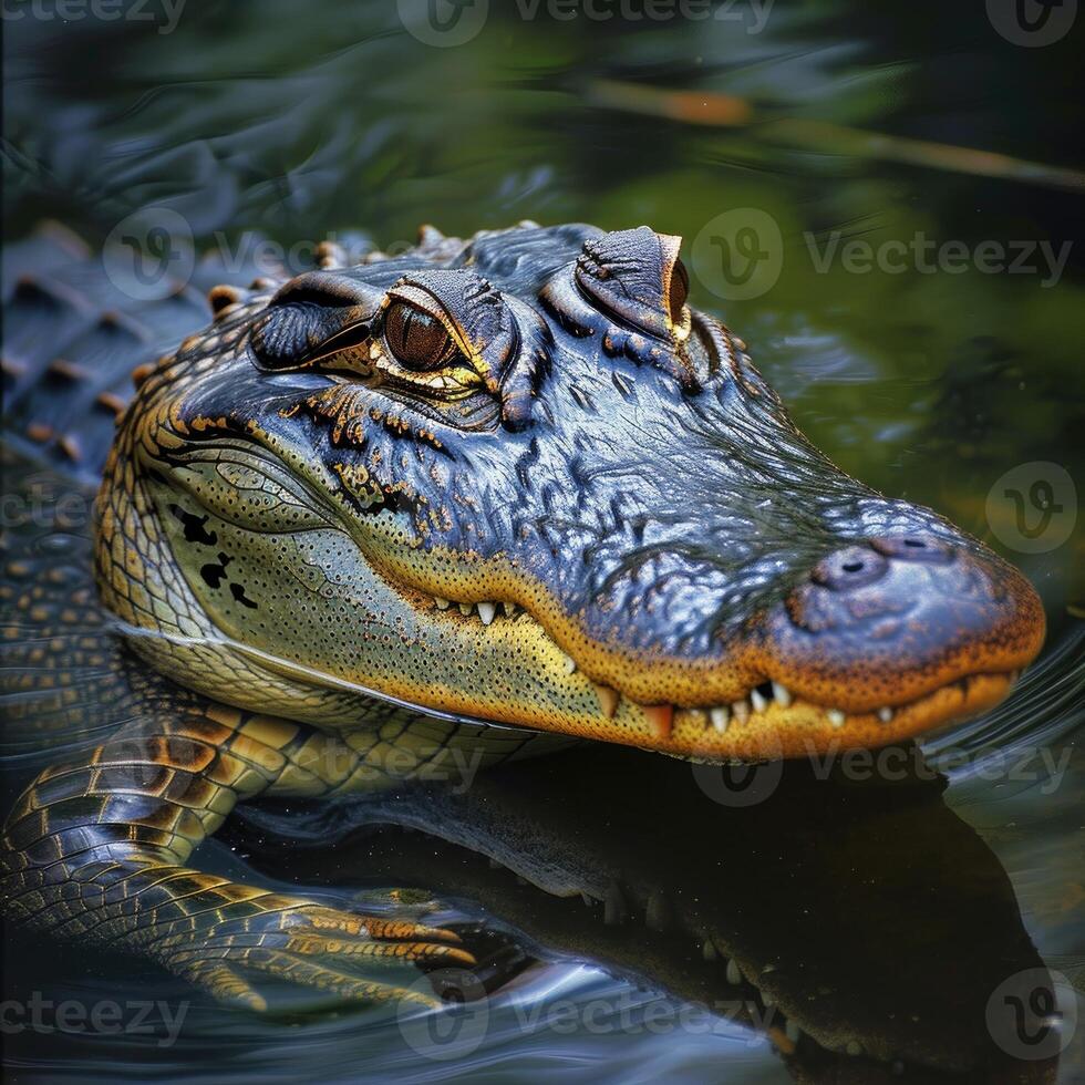 AI generated Large alligator in the water photo