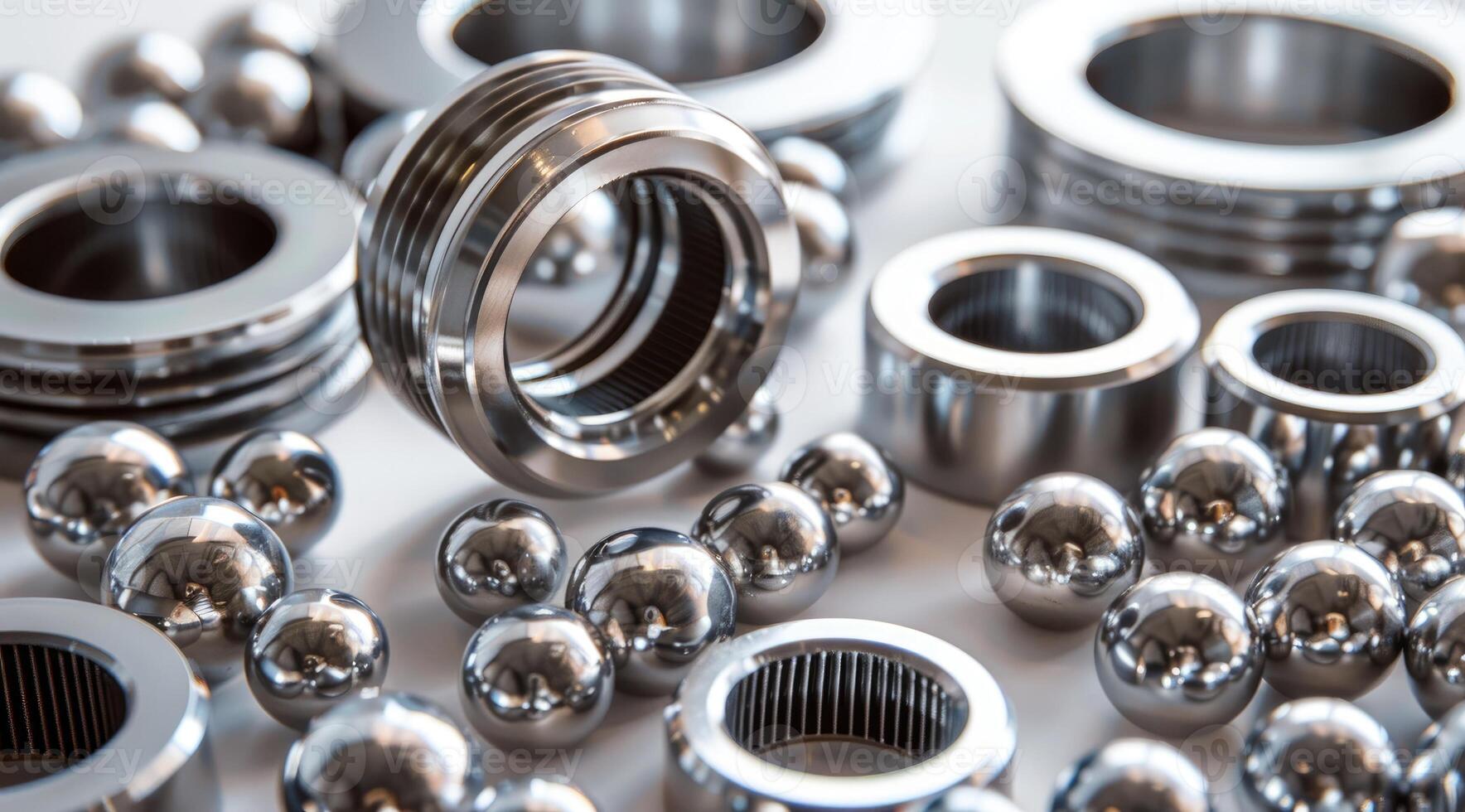AI generated Stainless steel bearings, ball bearings. photo
