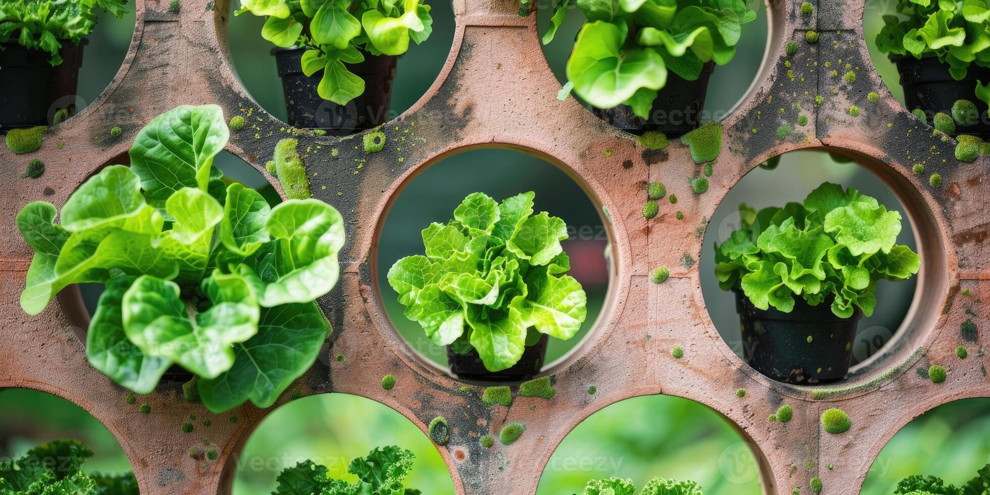 AI generated Fresh organic leafy greens growing in agricultural greenhouse. photo