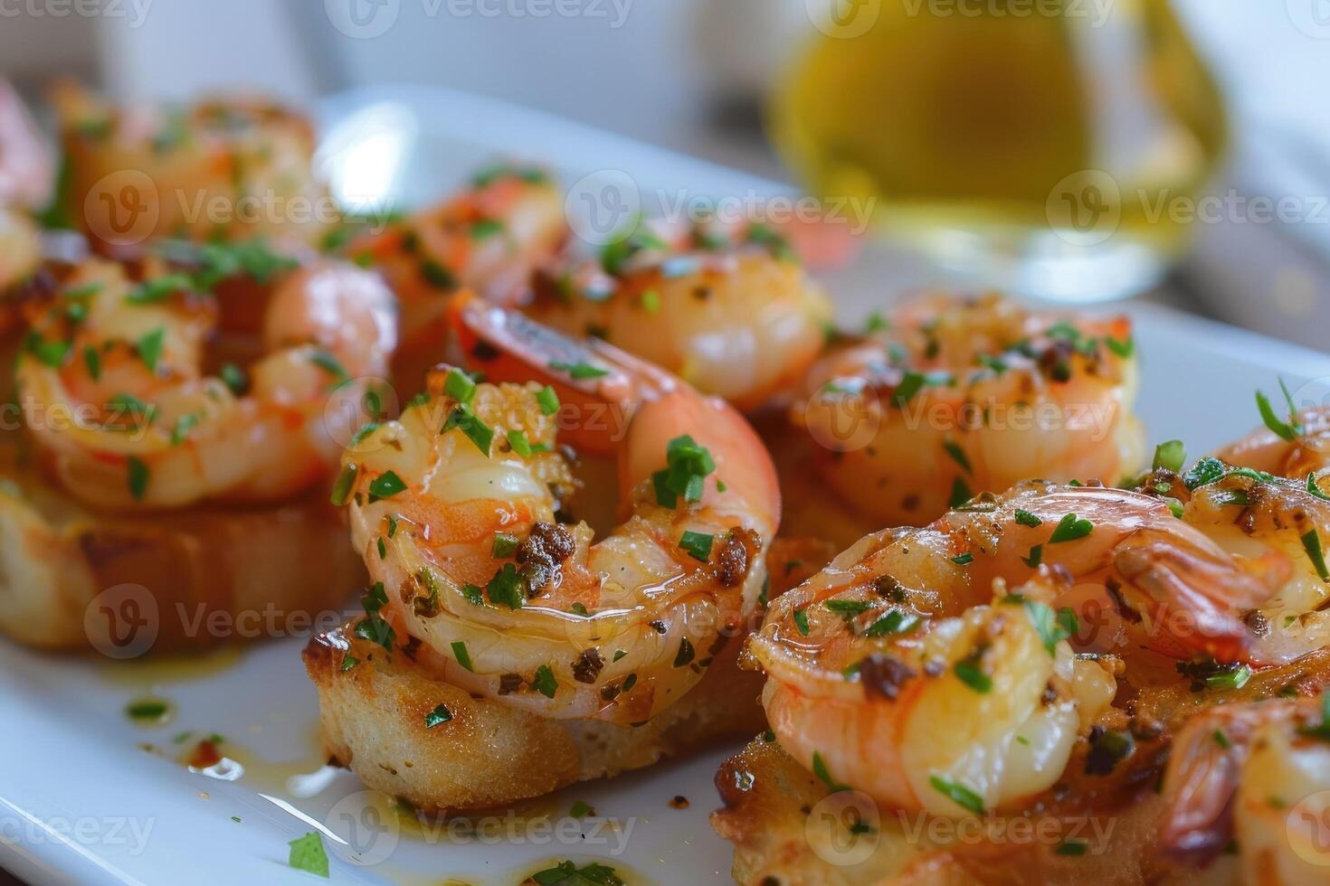 AI generated Garlic shrimp pinchos tapas from Spain. photo