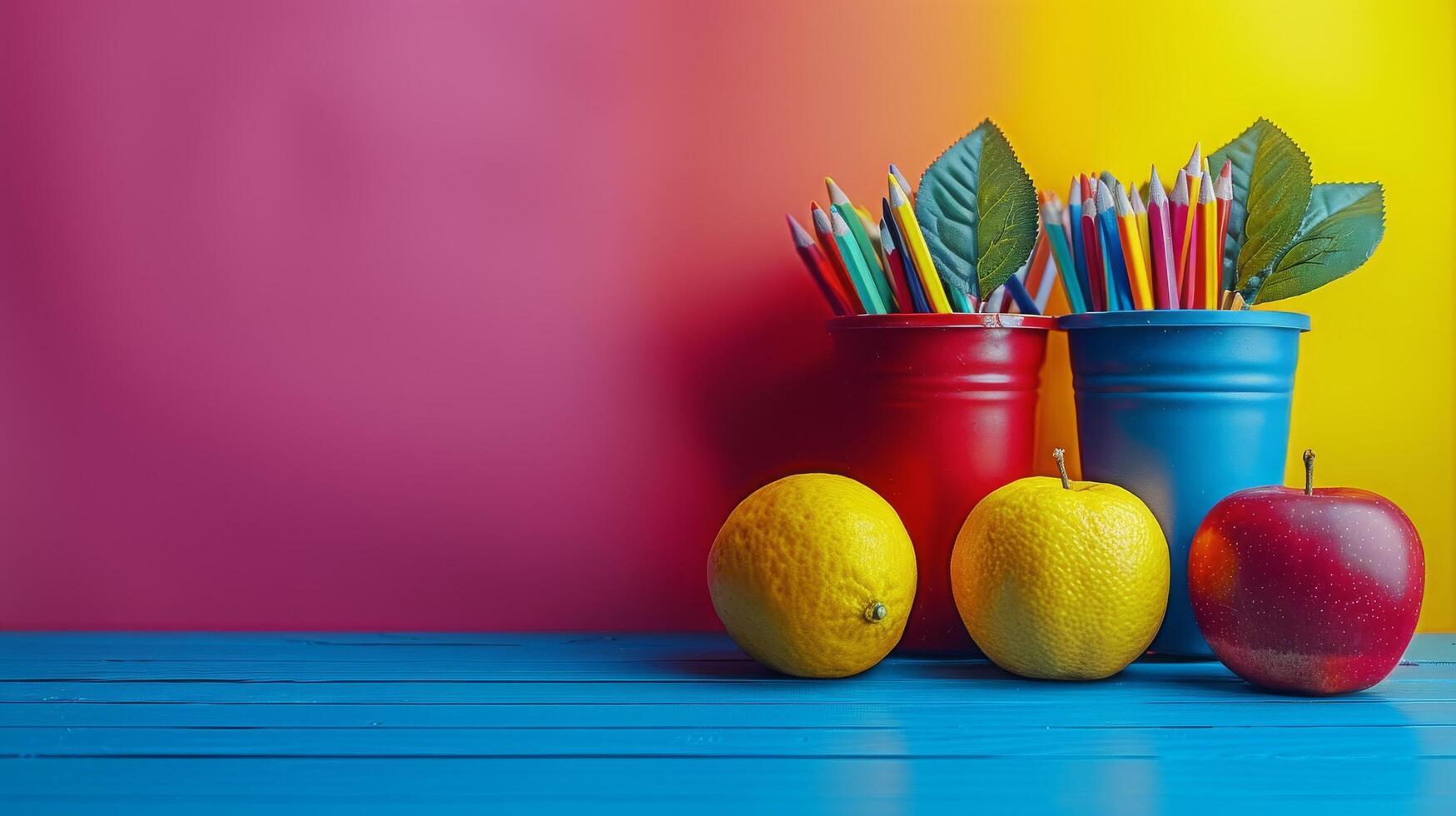 ai generado escritorio con libros y globo foto