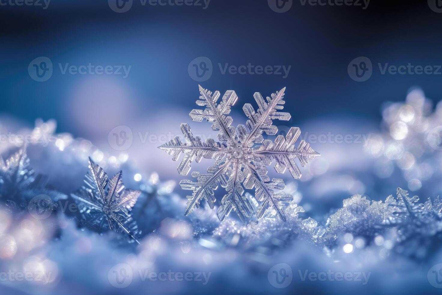 AI generated Winter background with icy snowflakes. photo