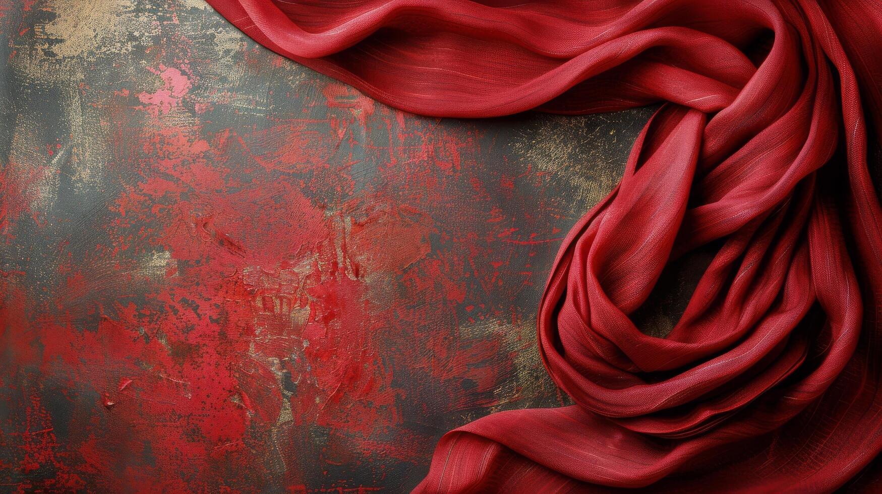 AI generated Red Cloth Close Up on Metal Surface photo