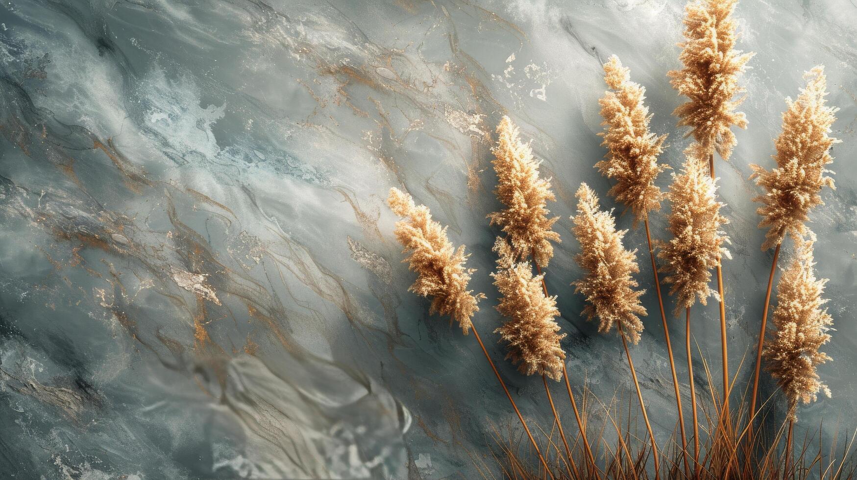 AI generated Painting of Flowers on Wall photo