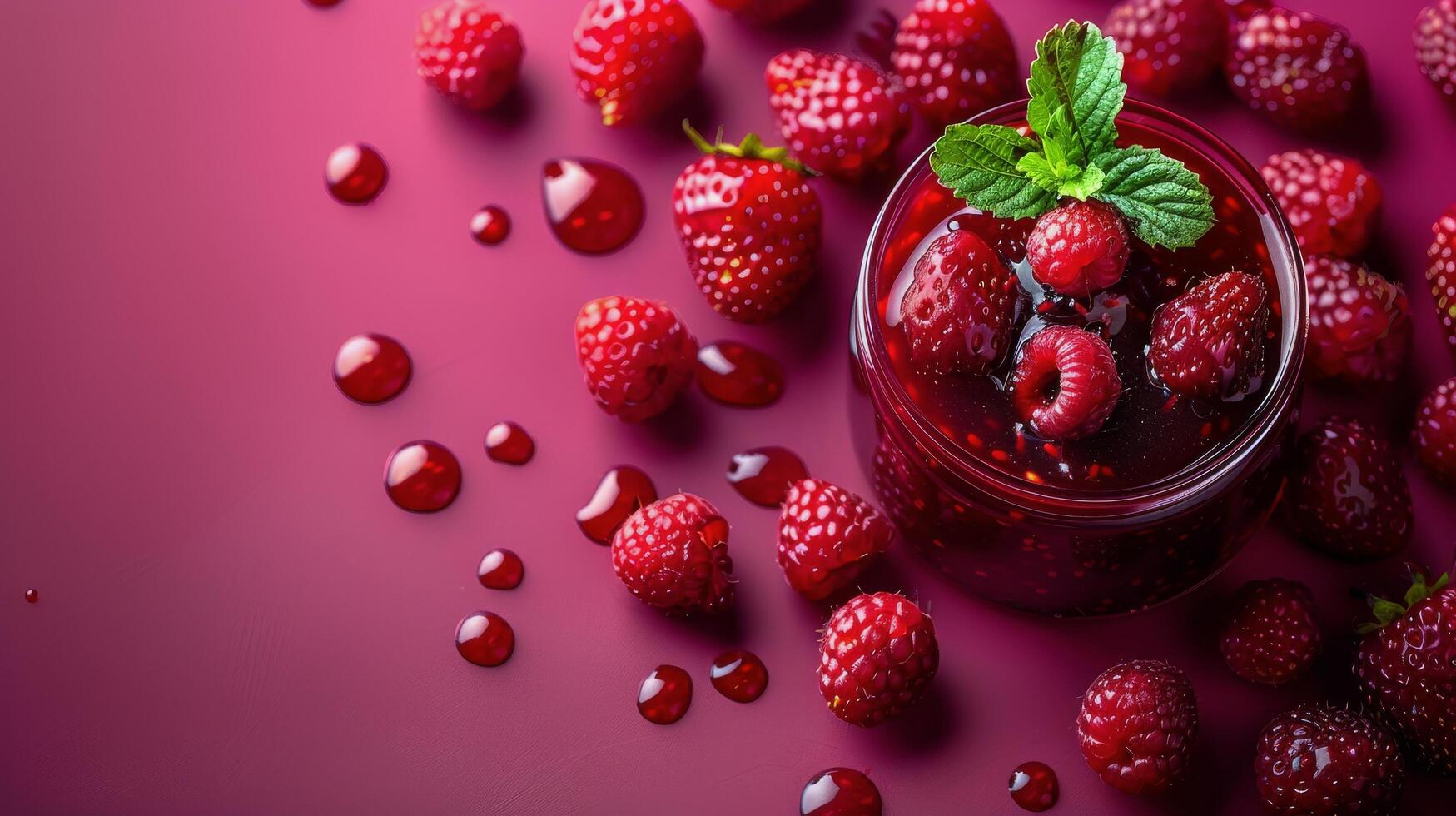 AI generated Jar Filled With Strawberries on Table photo