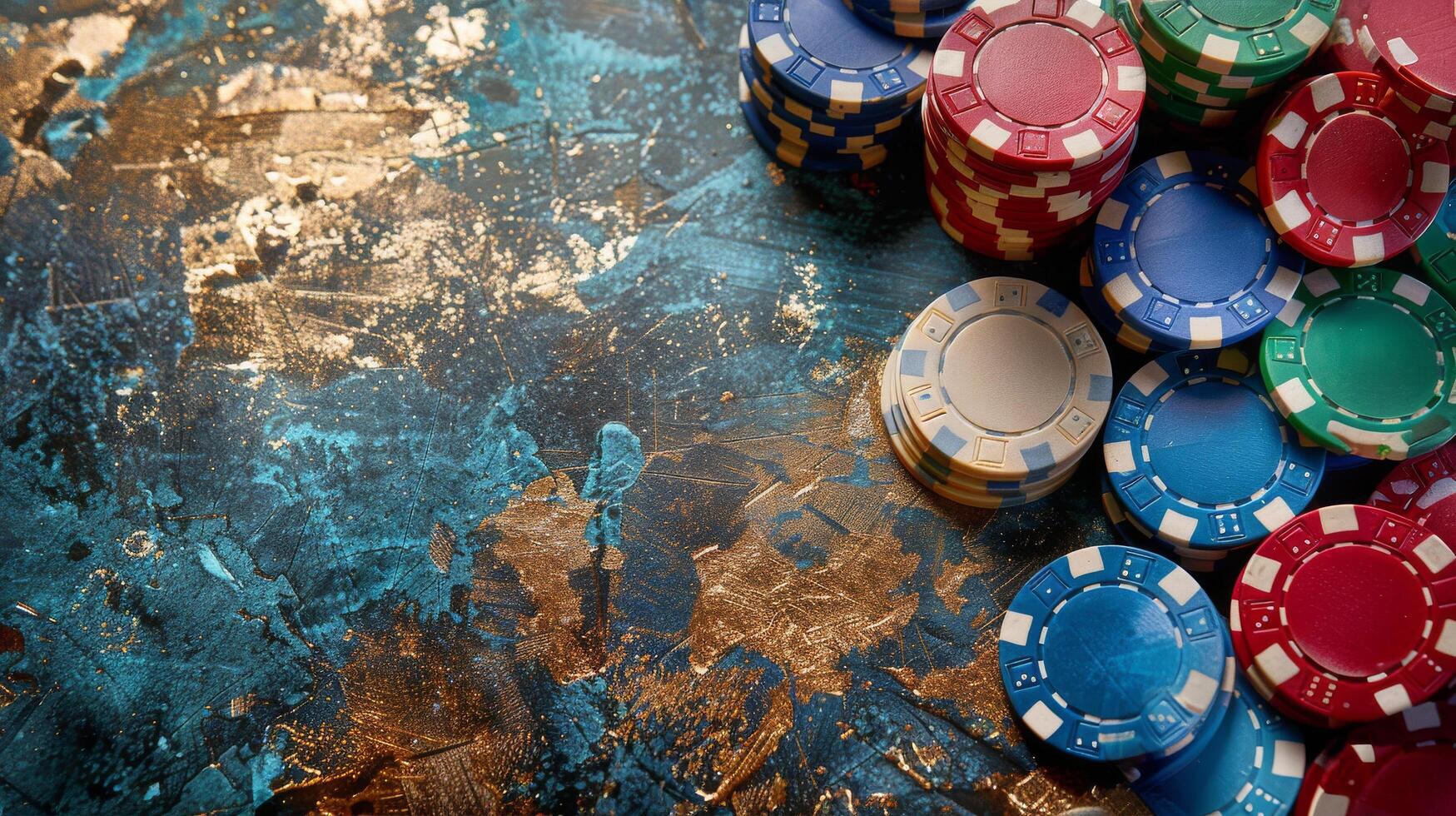 AI generated A Pile of Poker Chips on a Table photo