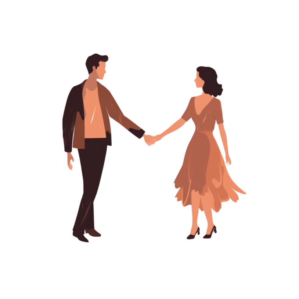 AI generated Heartwarming Image of a Man and Woman Couple Holding Hands, Isolated on Transparent Background generative AI png
