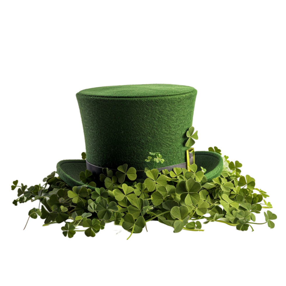AI generated Mesmerizing Leprechaun's Hat and Whimsically Crafted Clover Leaves generative AI png
