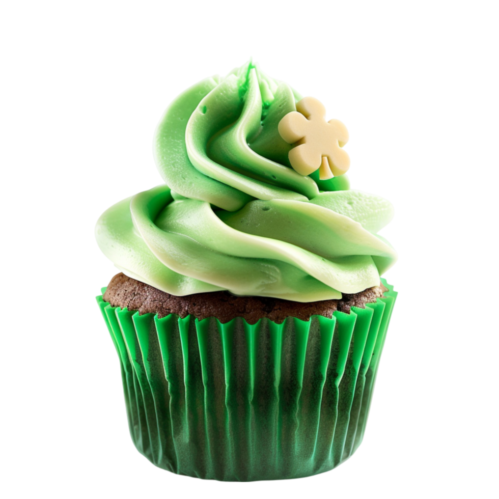 AI generated St. Patrick's Day Cupcake Isolated on Transparent Background generative AI png