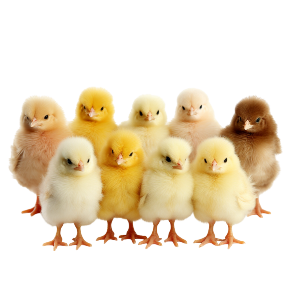 AI generated Many Cute Chicks Hatching and Peeping Isolated on Transparent Background, generative AI png