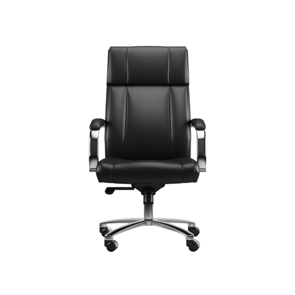 AI generated Office Chair with Adjustable Features and Lumbar Support Facing Isolated Transparent Background generative AI png