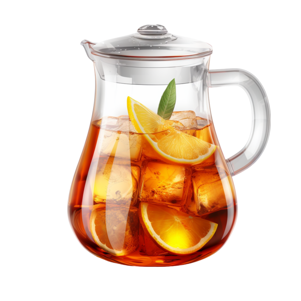AI generated Enjoying Ice Tea in a Transparent Teapot, Isolated on a Crystal Clear Background generative AI png