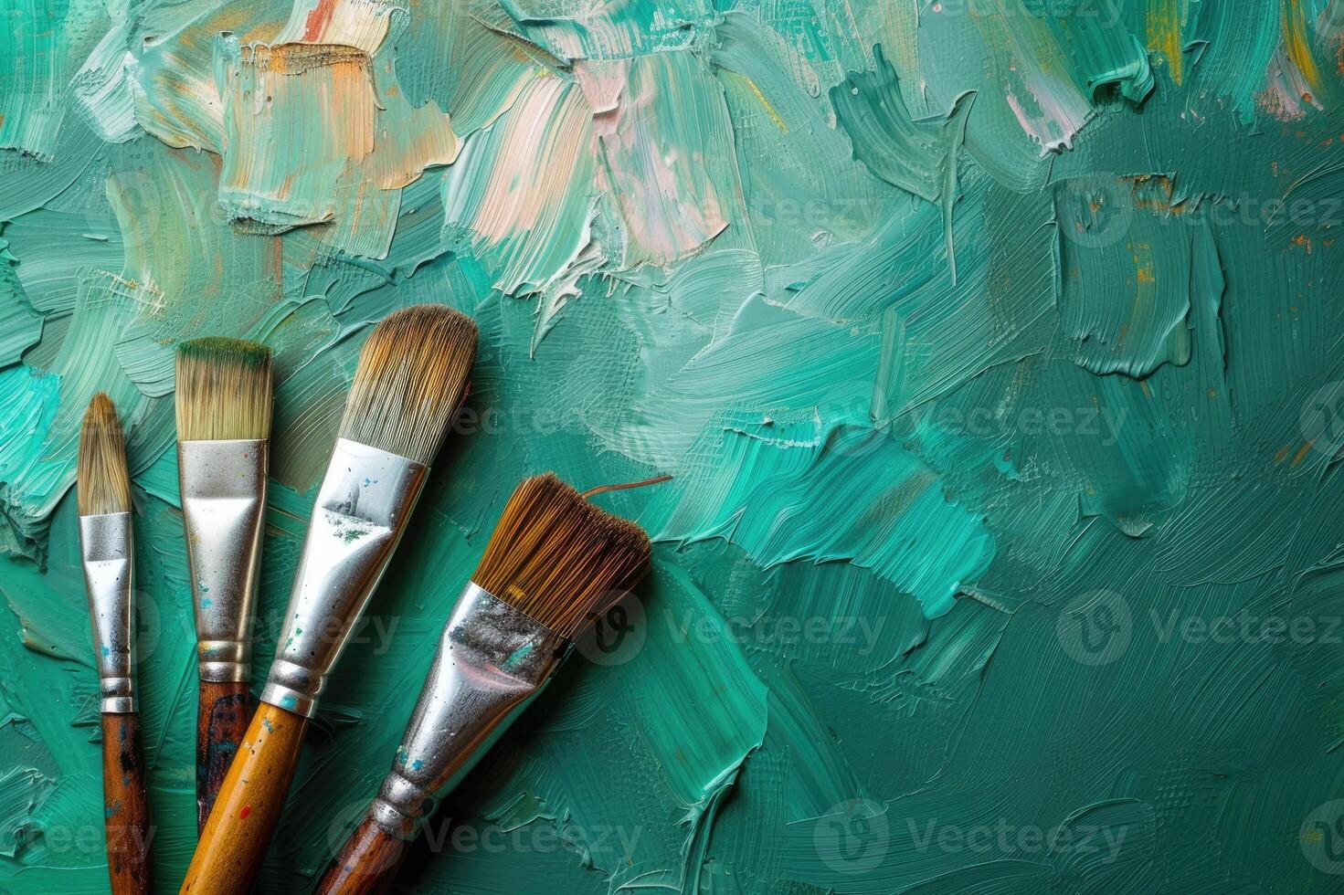 ai generado pintar cepillos en creativo petróleo resumen pintar antecedentes. foto