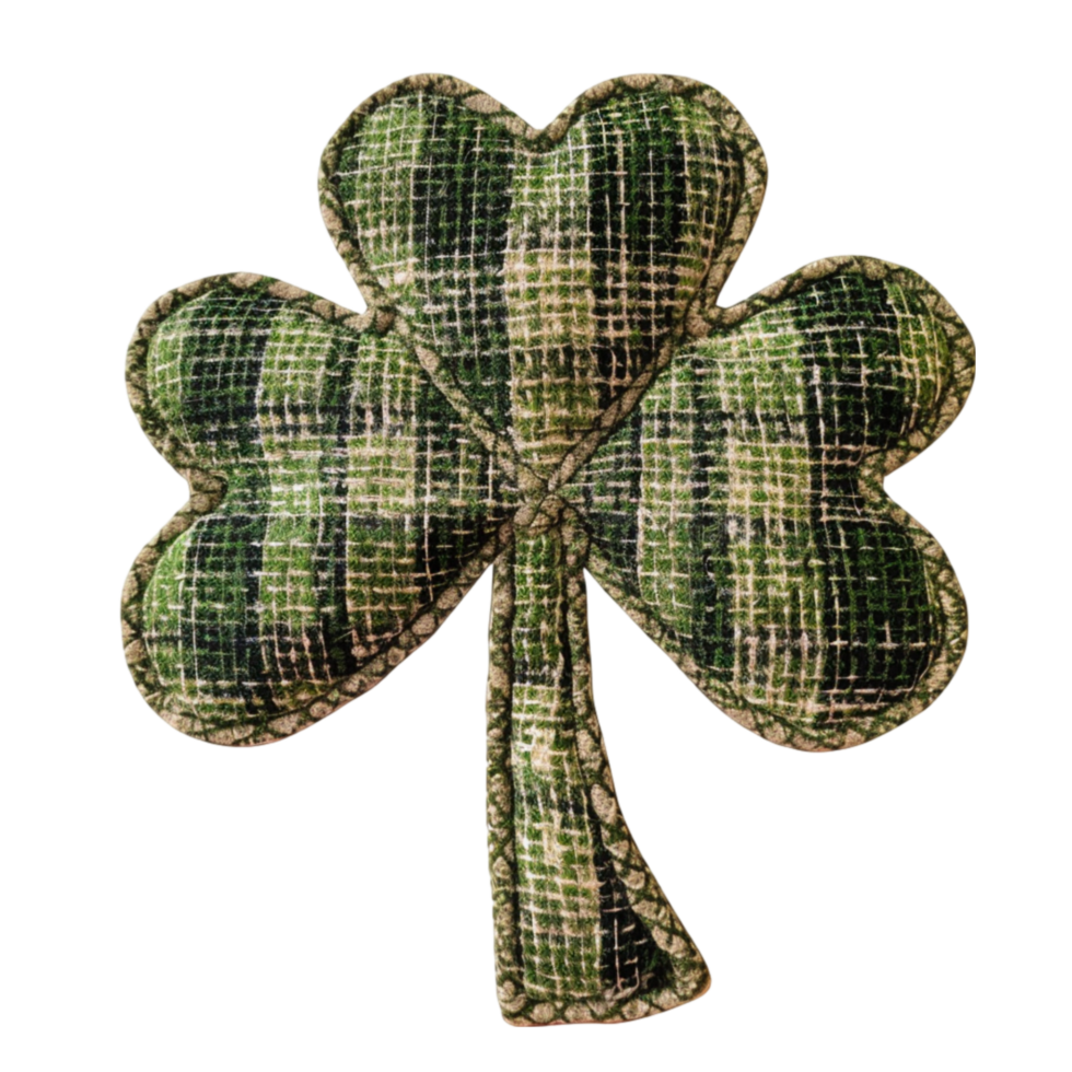 AI generated St. Patrick's Day Plaid Shamrock Illustration Isolated on Transparent Background for Festive Holiday Designs Generative AI png