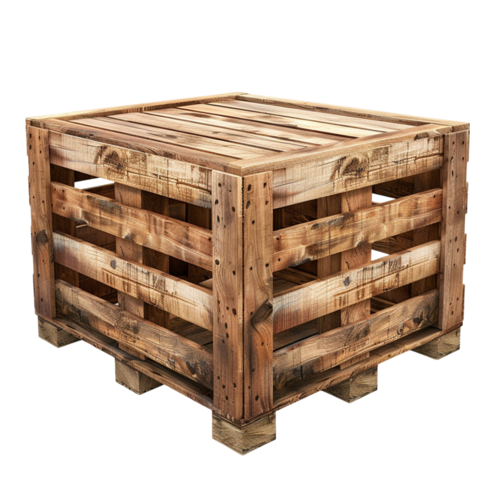 AI generated Wooden Pallet Crate isolated on  transparent  background  generative AI png