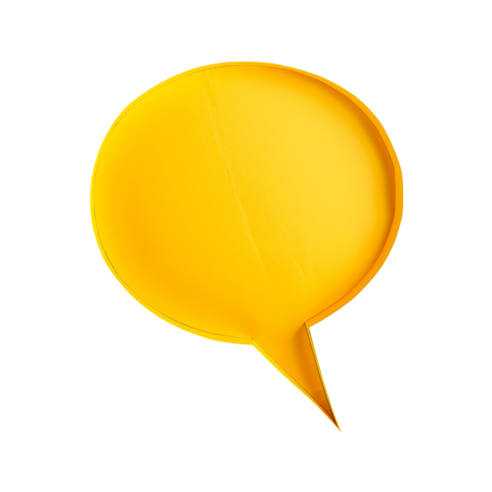 AI generated Speech Balloon Shaped Yellow Pape  isolated on  transparent  background Generative AI png