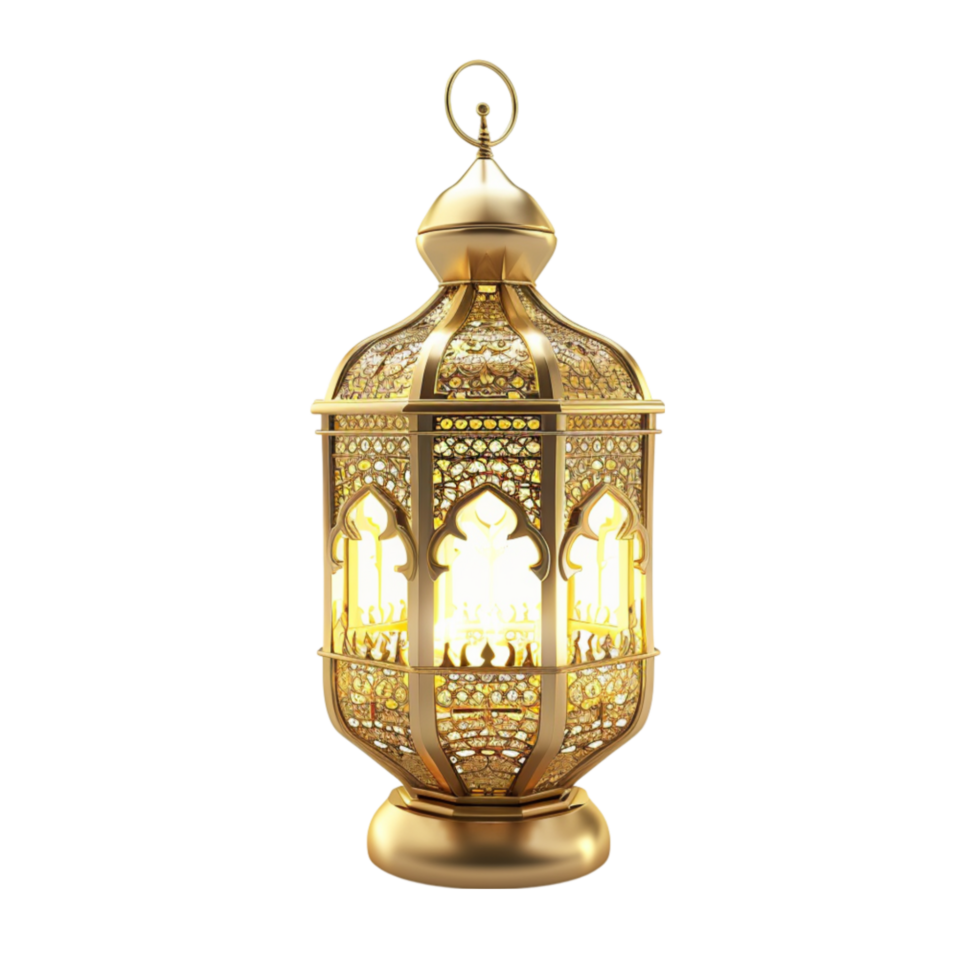 AI generated Ramadan Golden Islamic Lantern Shining Brightly, Symbolizing Hope and Unity, Perfect for Festive Decorations Generative AI png