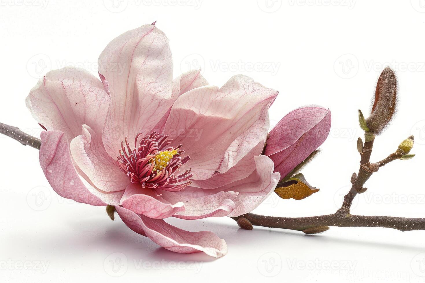 AI generated Pink magnolia flower isolated on white background photo