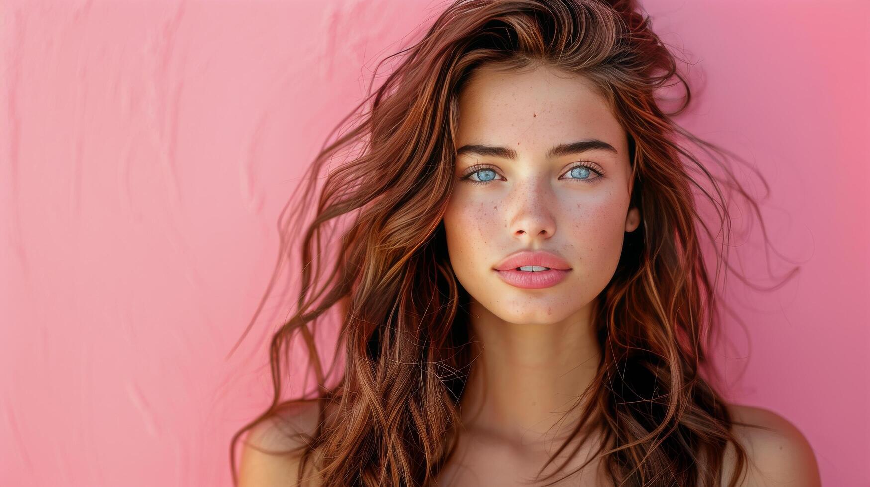 AI generated Beautiful Young Woman Posing With Blue Eyes photo