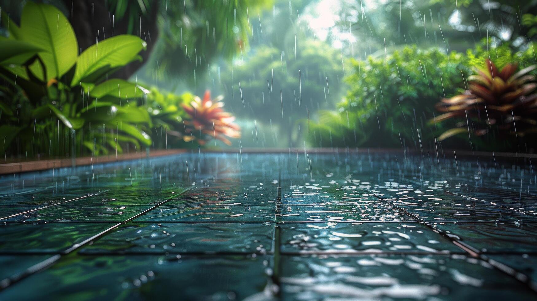 AI generated Overflowing Pool at Water Park photo