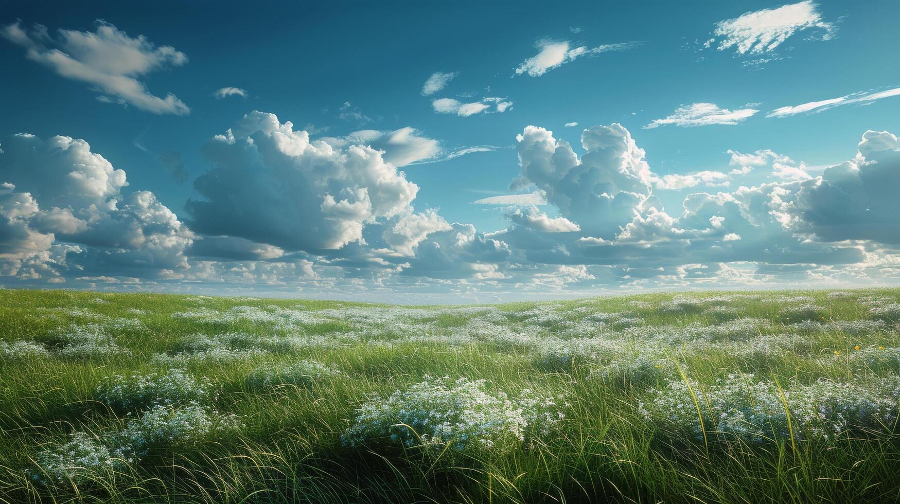 AI generated Sun Setting Over Tall Grass Field photo