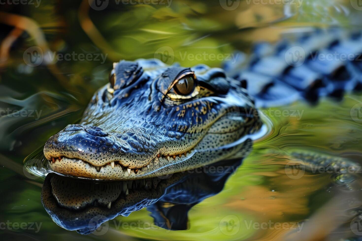 AI generated Large alligator in the water photo