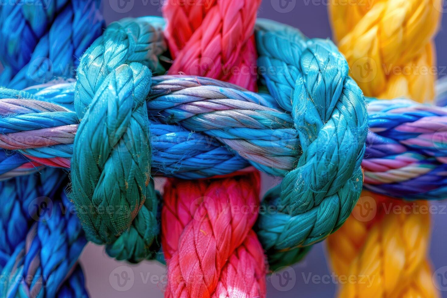 AI generated Strong diverse network rope team concept integrate braid color background cooperation empower. photo