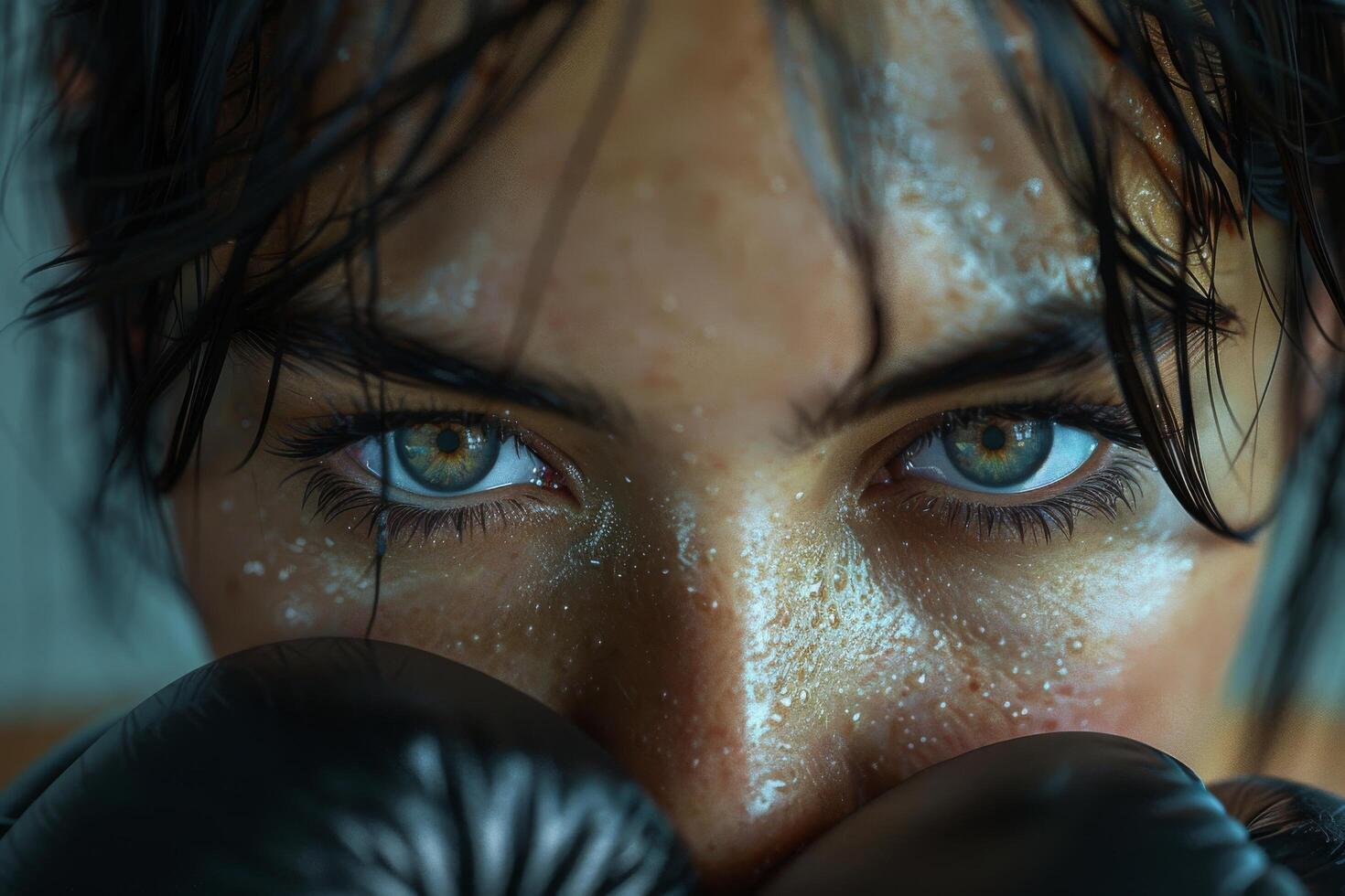 AI generated Close Up of Person Wearing Boxing Gloves photo