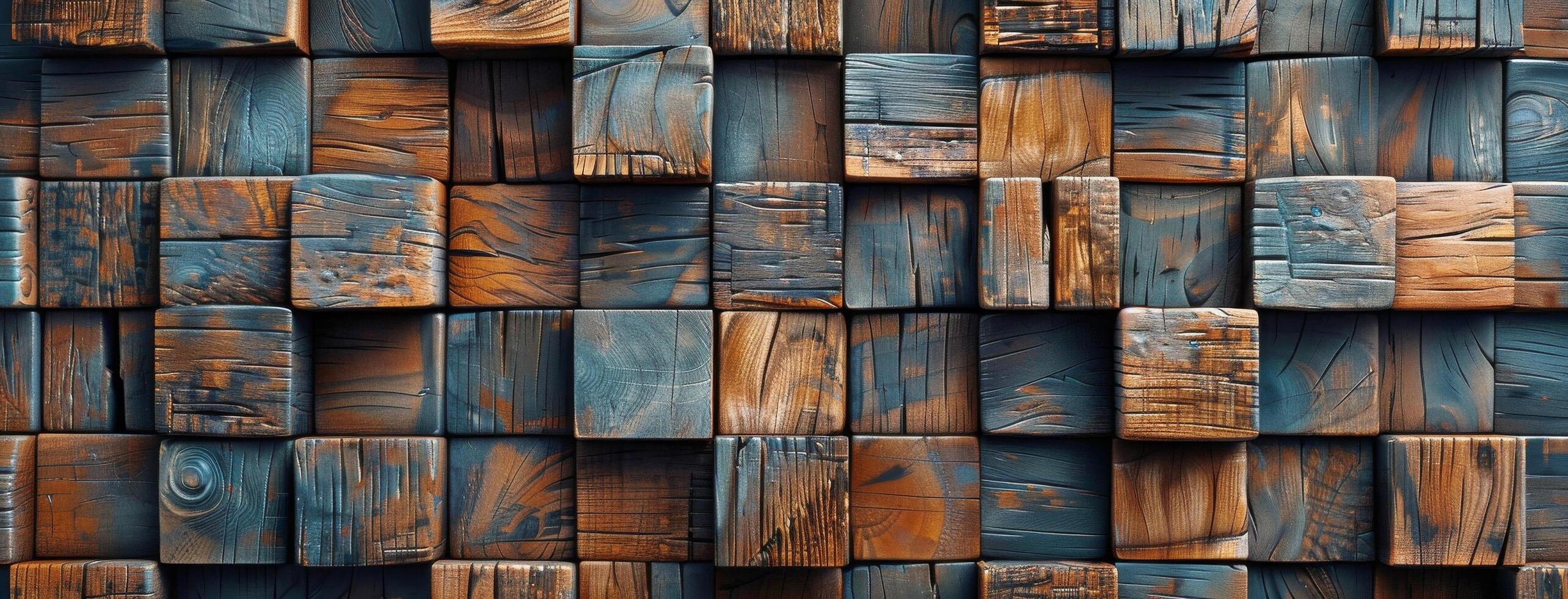 AI generated Close Up of Wooden Block Wall photo