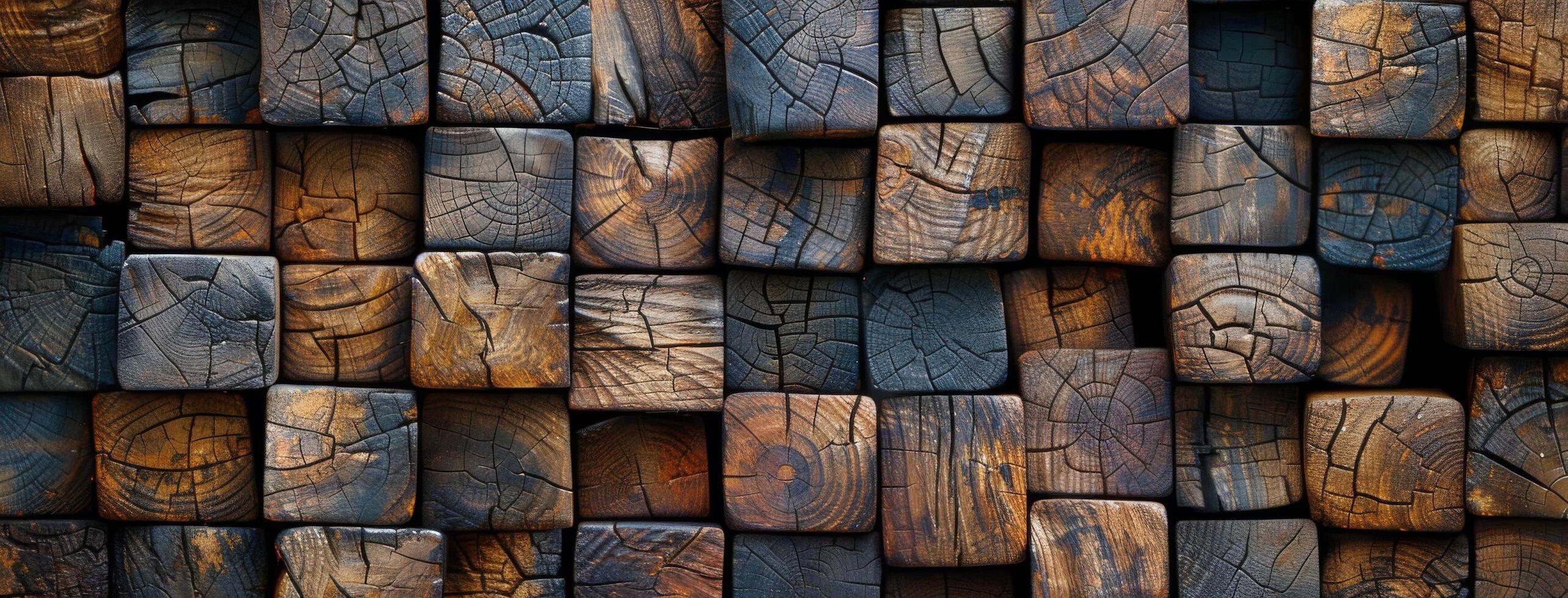 AI generated Close Up of Wooden Block Wall photo