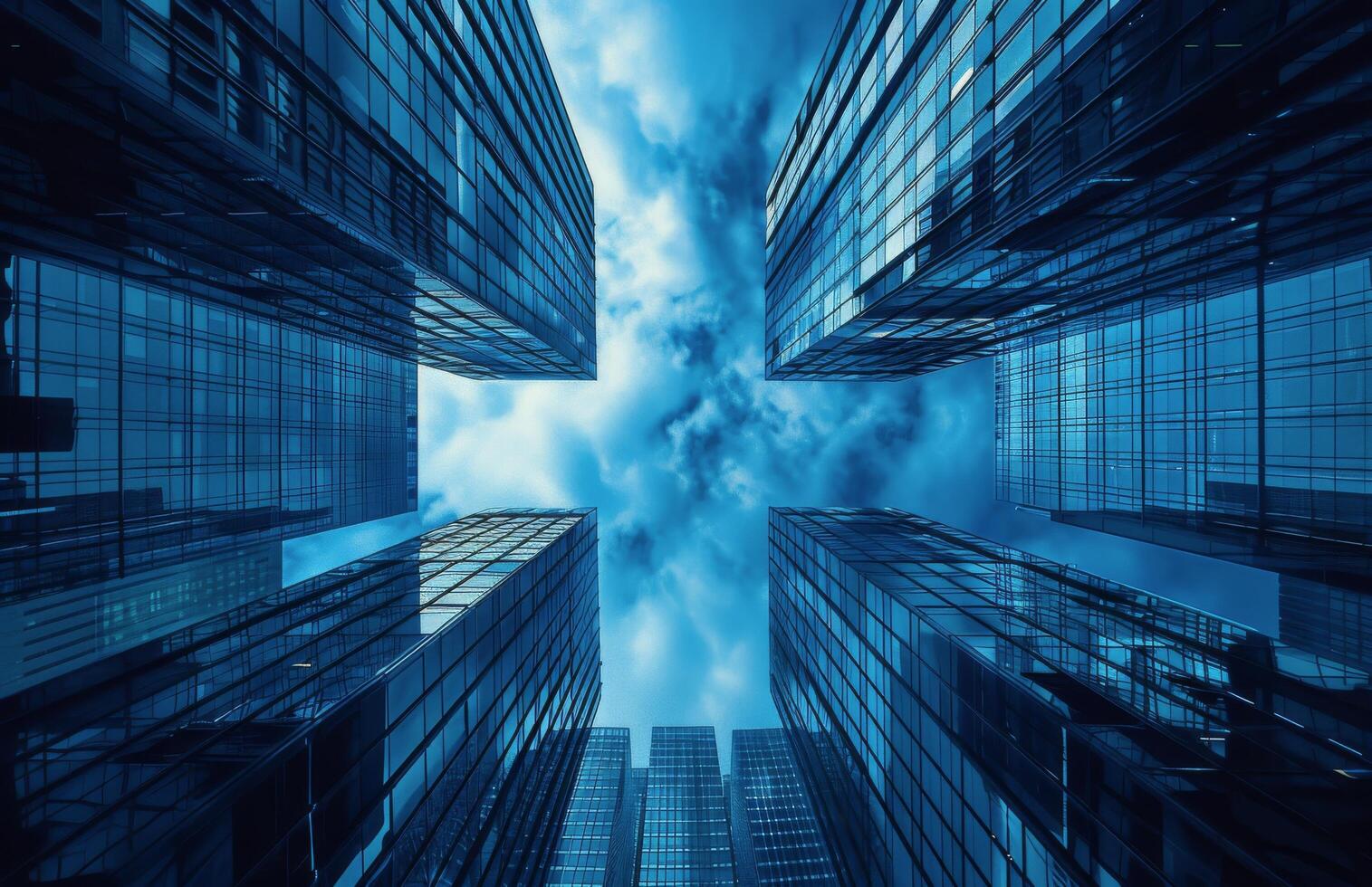 AI generated Group of Tall Buildings With Sky Background photo