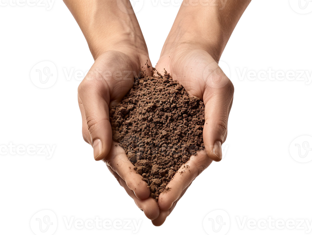 AI generated a handful of soil with transparent background png
