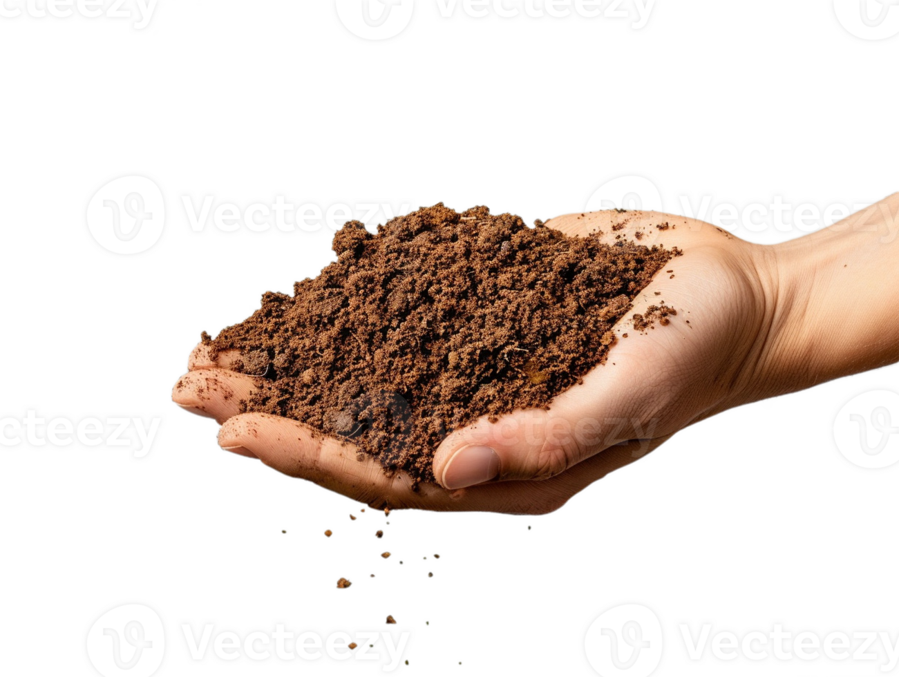 AI generated a handful of soil with transparent background png