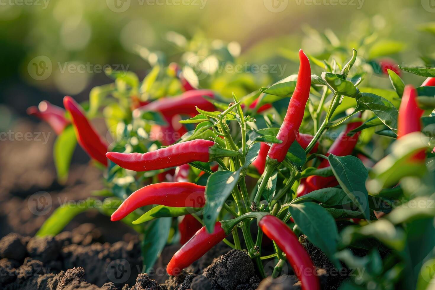 AI generated Red chili pepper agriculture harvesting. photo