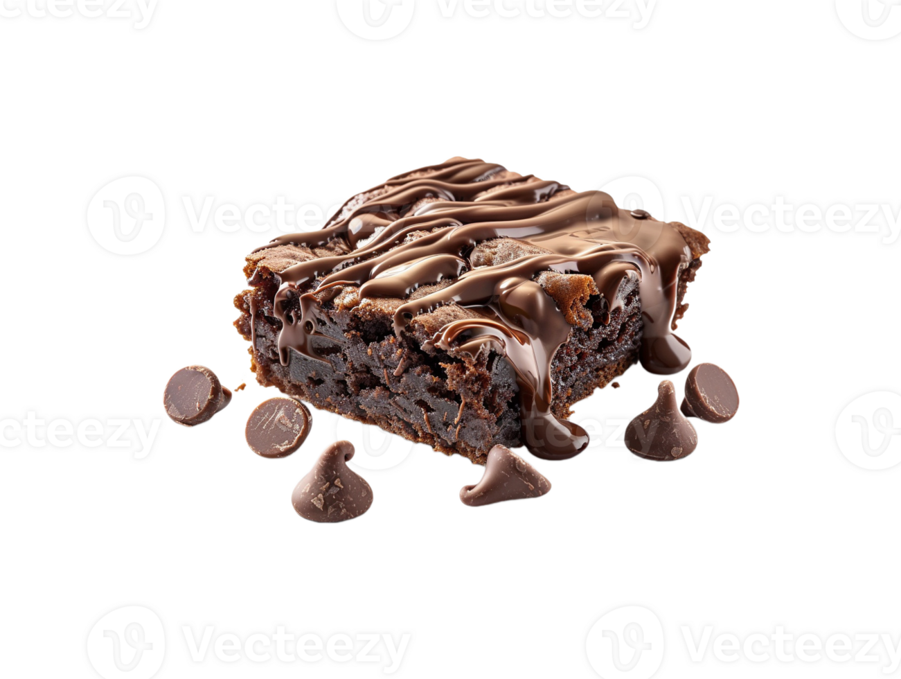 AI generated a brownie with chocolate drizzle on top png