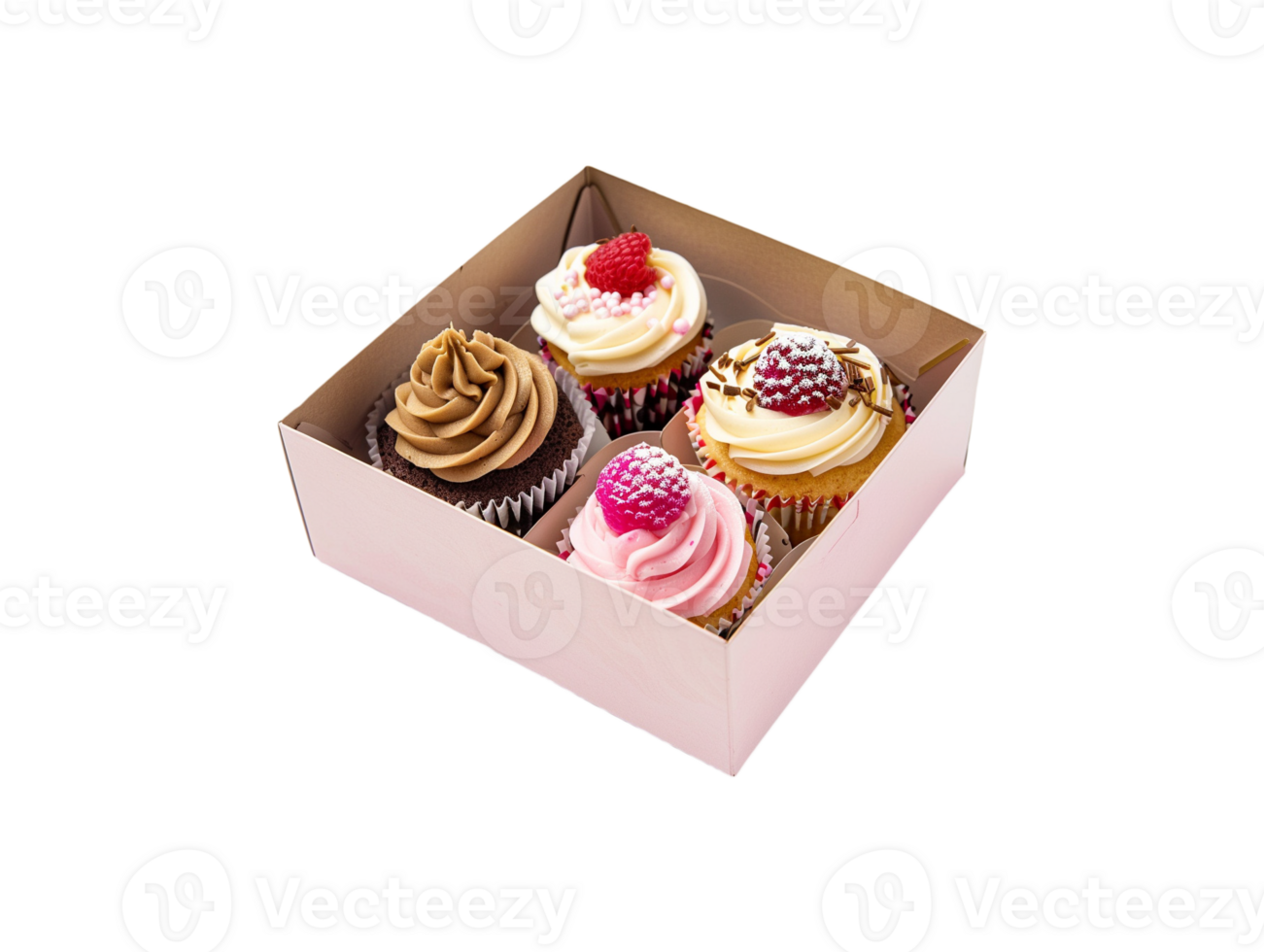 AI generated a box of cupcakes on a transparent background png