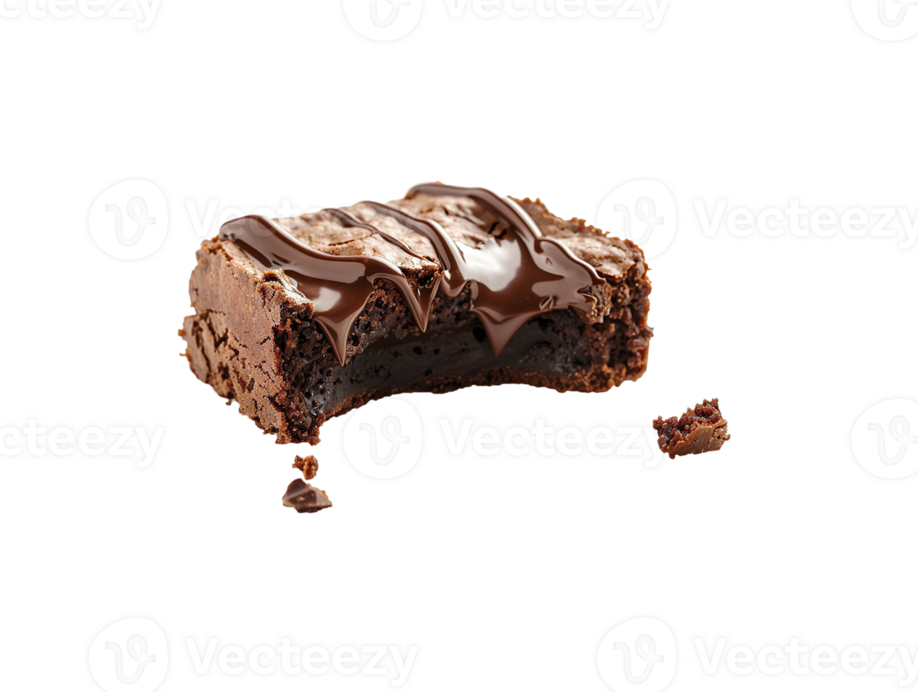 AI generated a brownie with chocolate drizzle on top png