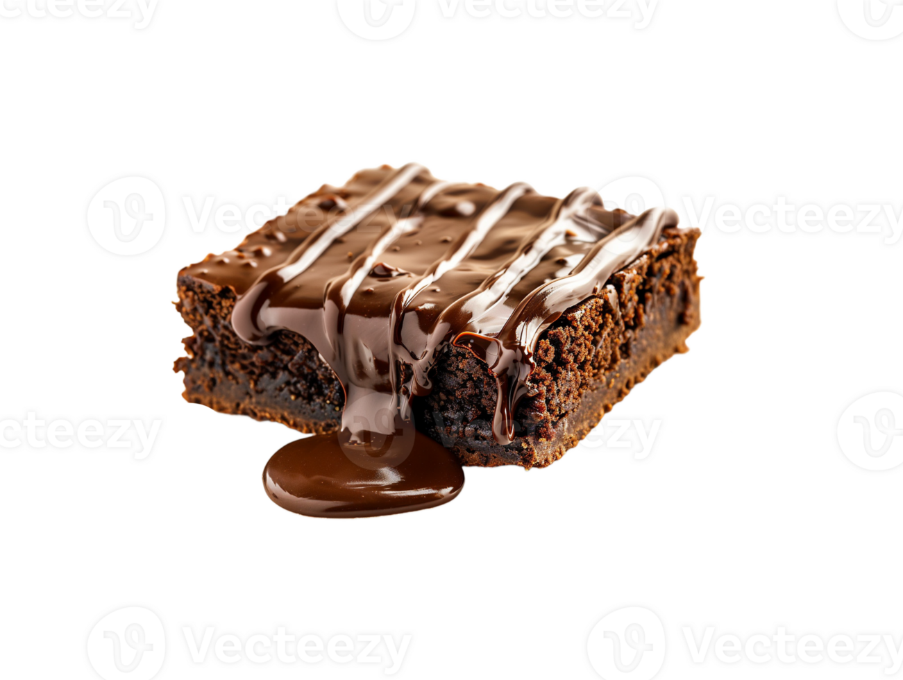 AI generated a brownie with chocolate drizzle on top png
