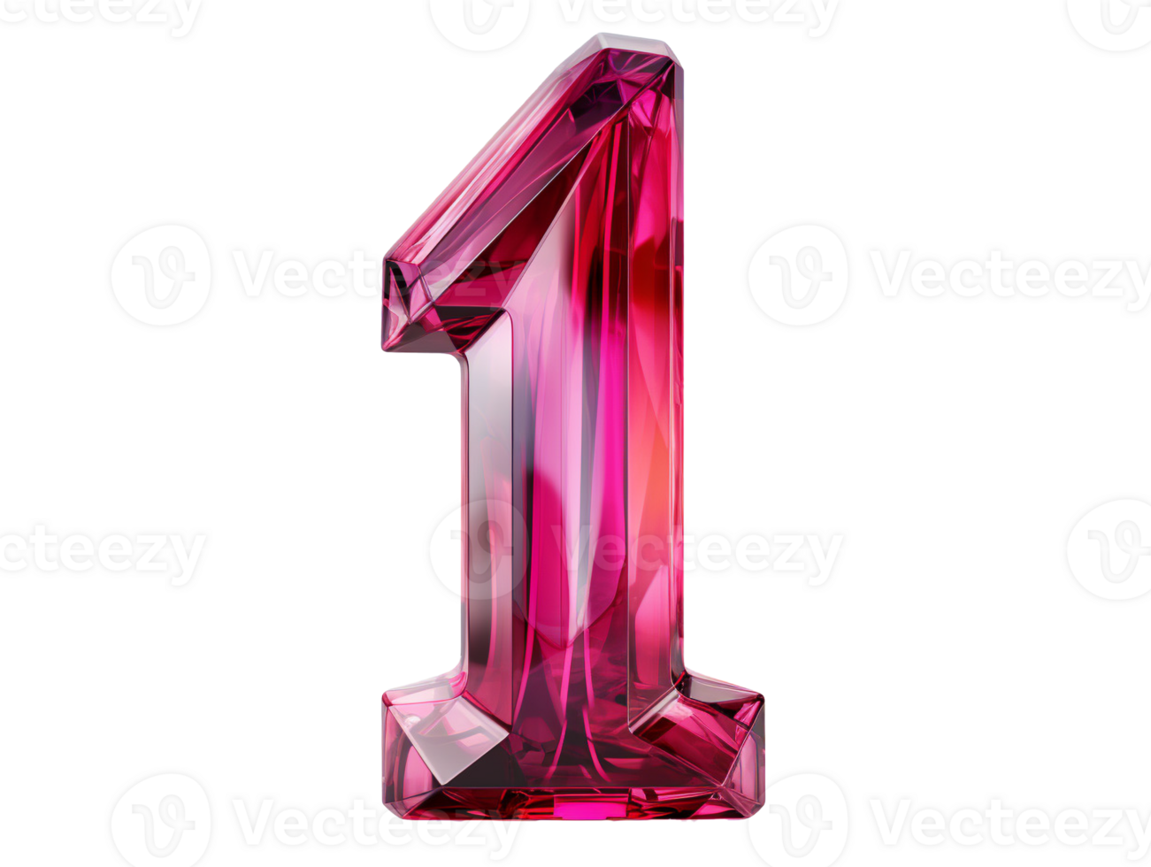 AI generated number one made of ruby with transparent background png