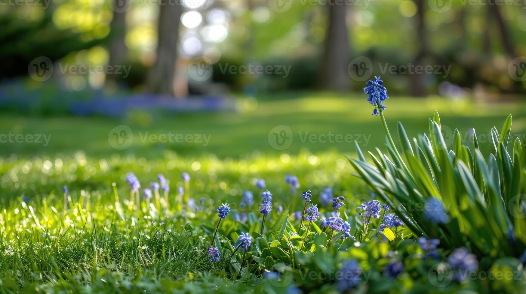 AI generated Close-up of purple flowering plants on garden photo