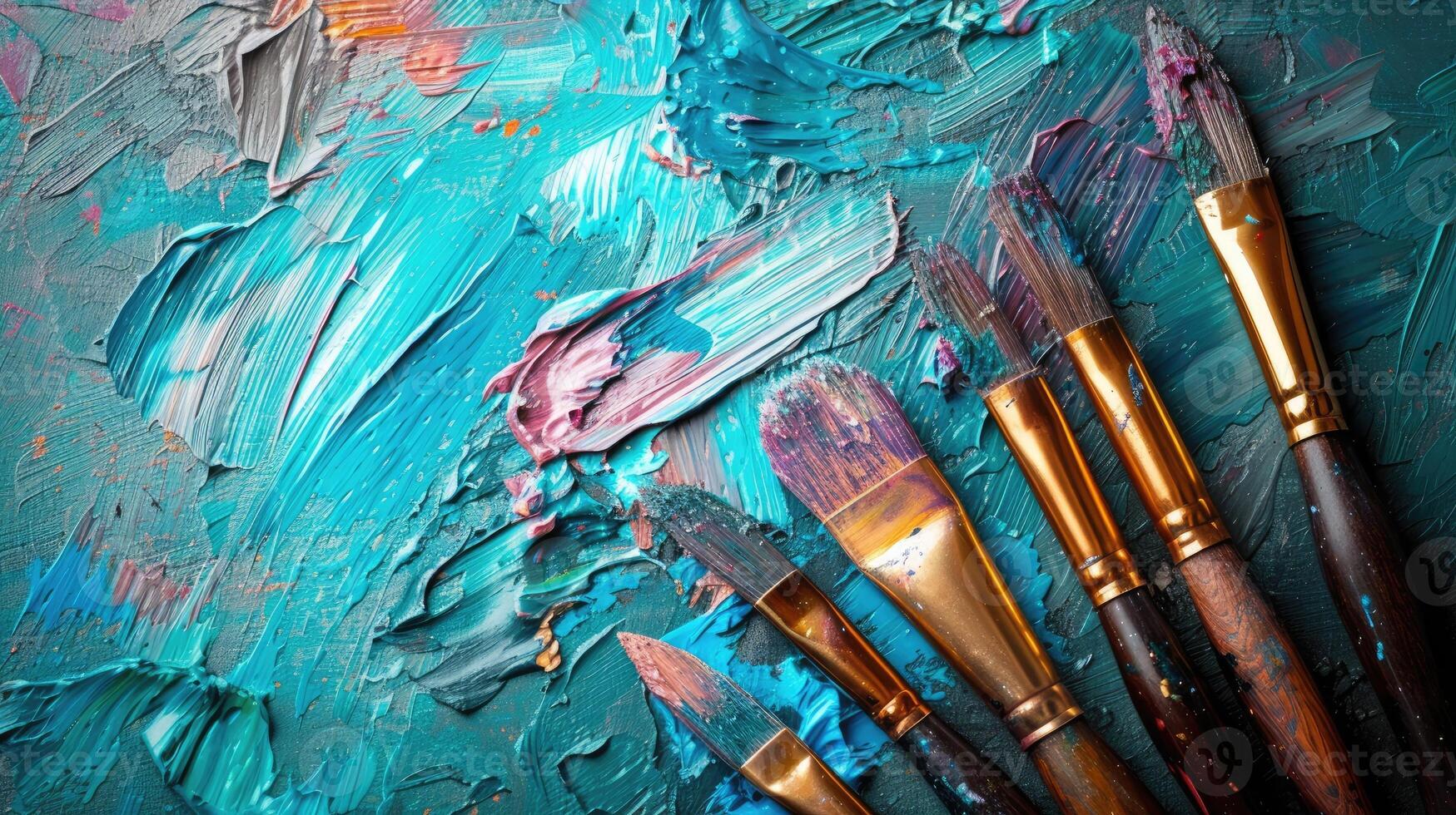 ai generado pintar cepillos en creativo petróleo resumen pintar antecedentes. foto