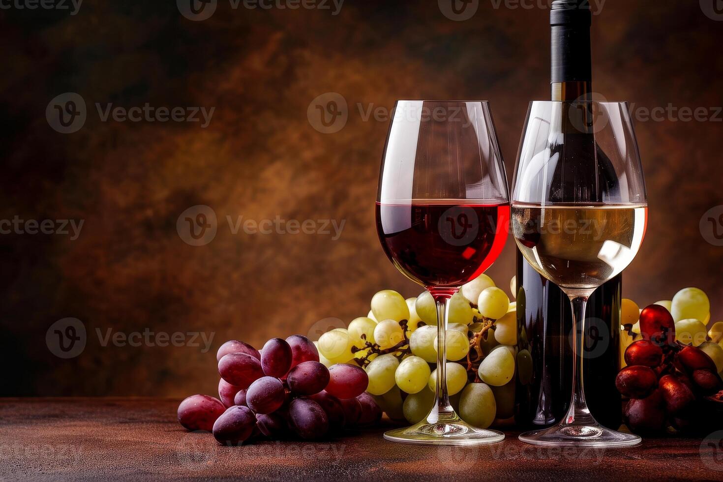 AI generated Vintage wine. Red and white. photo