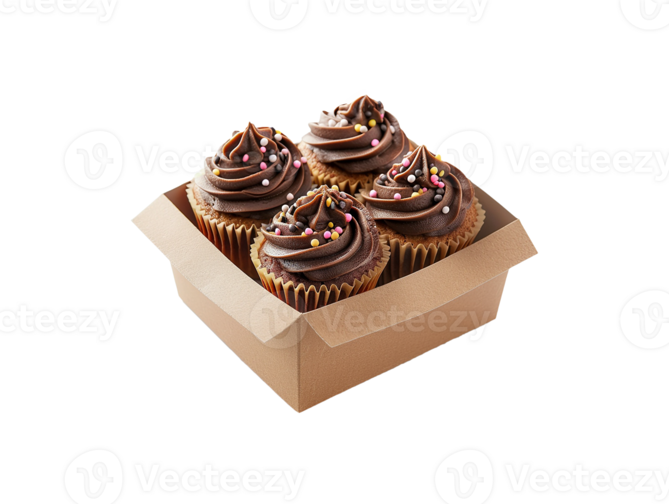 AI generated a box of cupcakes on a transparent background png