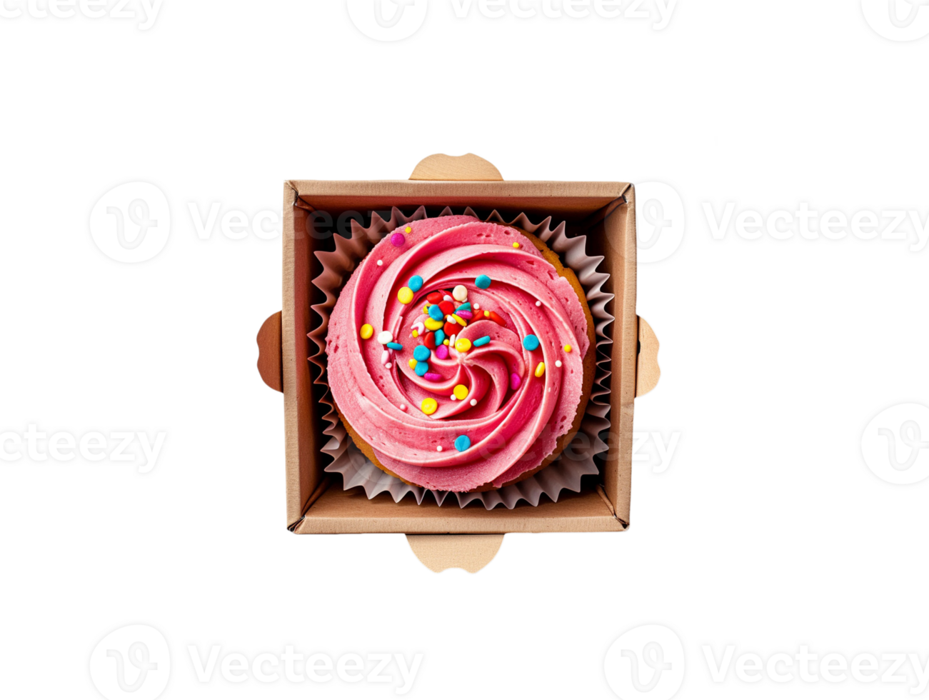 AI generated a box of cupcakes on a transparent background png