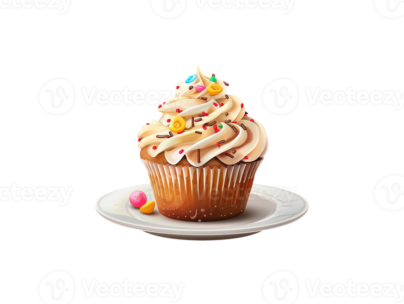 AI generated a plate of cupcake png
