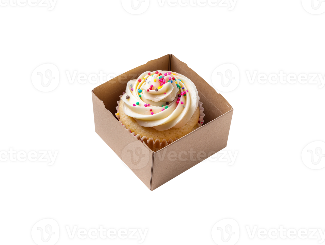 AI generated a box of cupcakes on a transparent background png