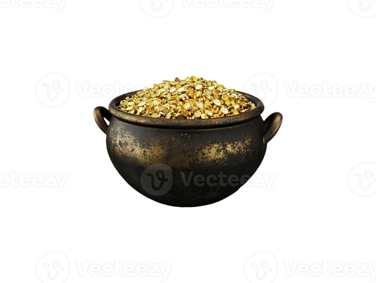 AI generated gold in a pot on a transparent background png