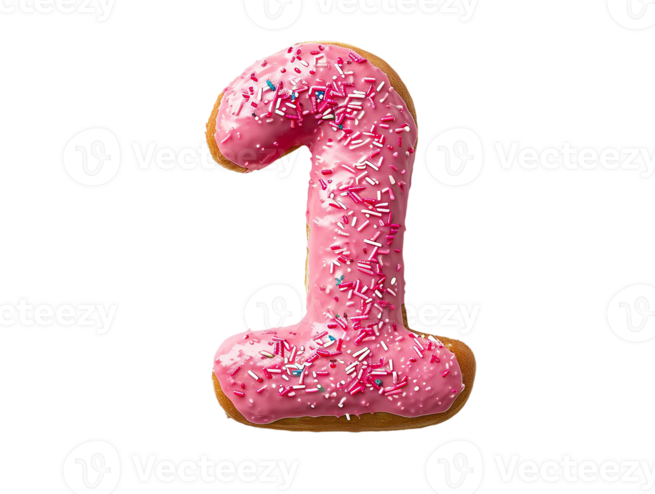 AI generated a pink doughnut number one on a transparent background png
