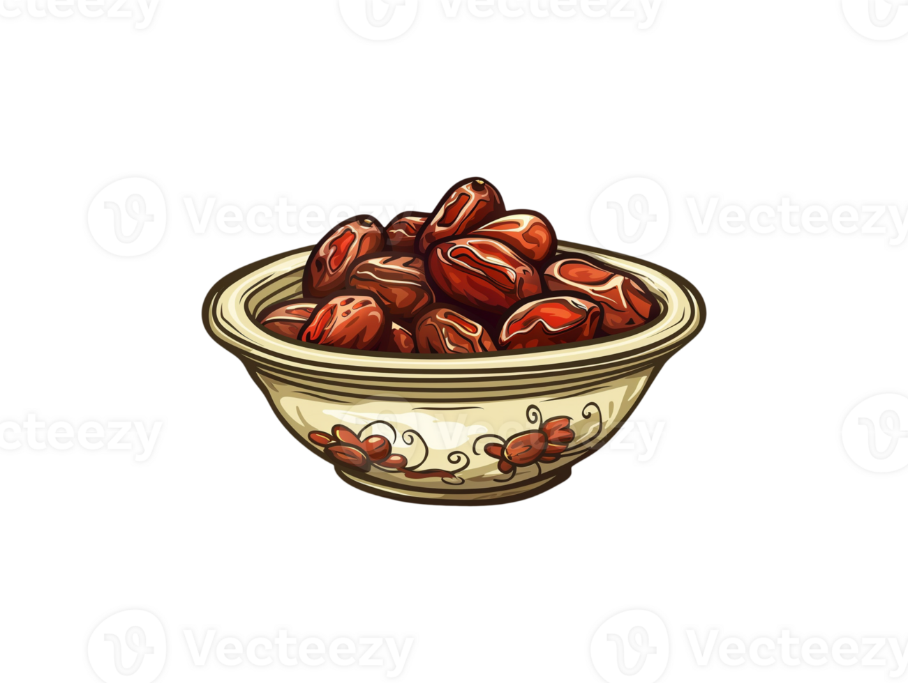 AI generated a bowl of date fruits png